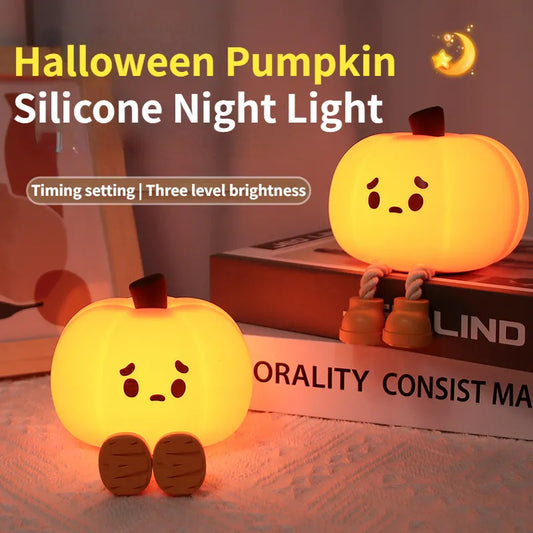 Pumpkin Night Light Cute Soft Silicone Lamp Touch Dimmable - SEVENB